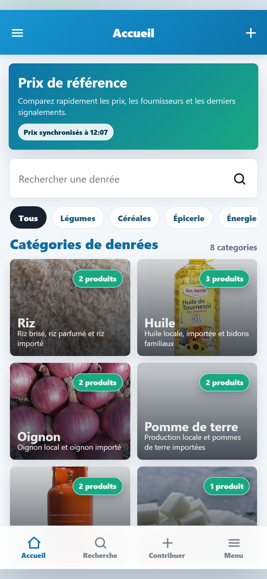 Catégories Sunu Prix