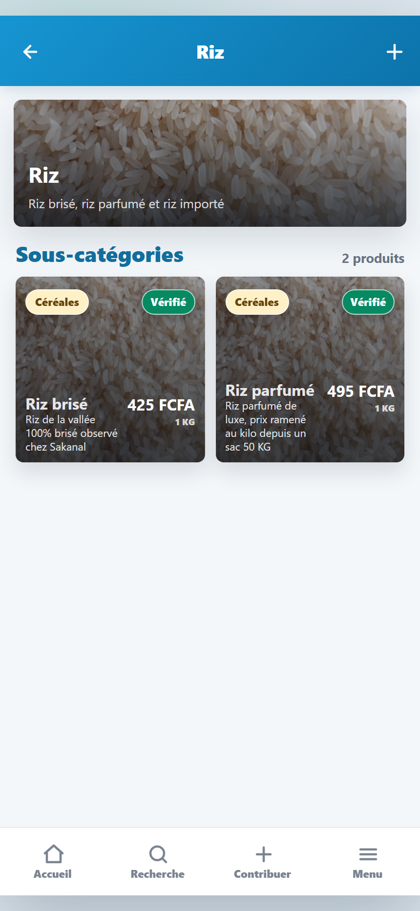 Sous-catégorie riz